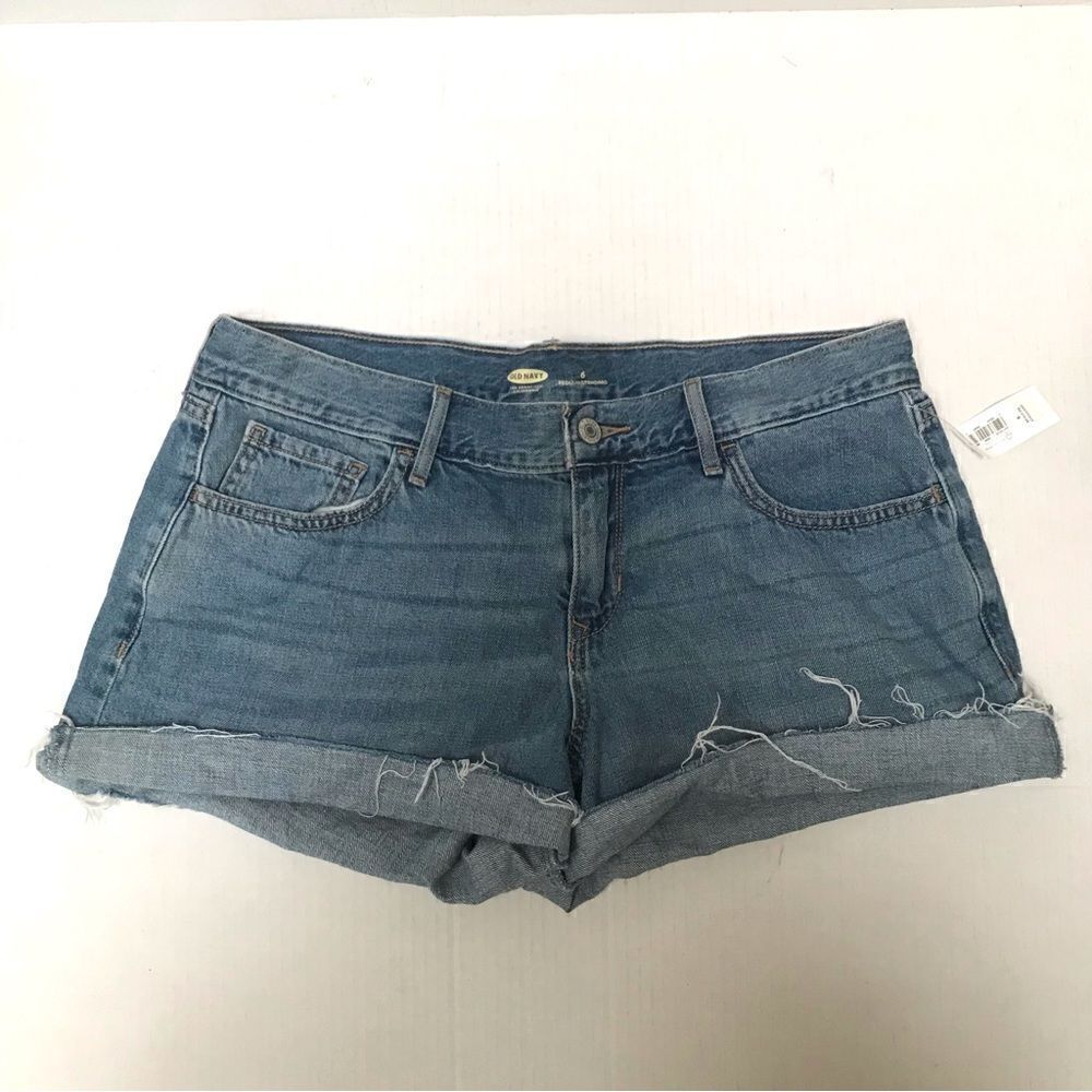 Old‎ Navy cut off denim micro shorty jean shorts Women's 6 Medium Wash